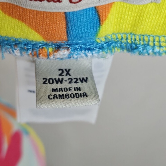 Womens Lands End Serious Sweats Sweatshorts Colorful Floral Retro Hippie Size 2X - Picture 6 of 11